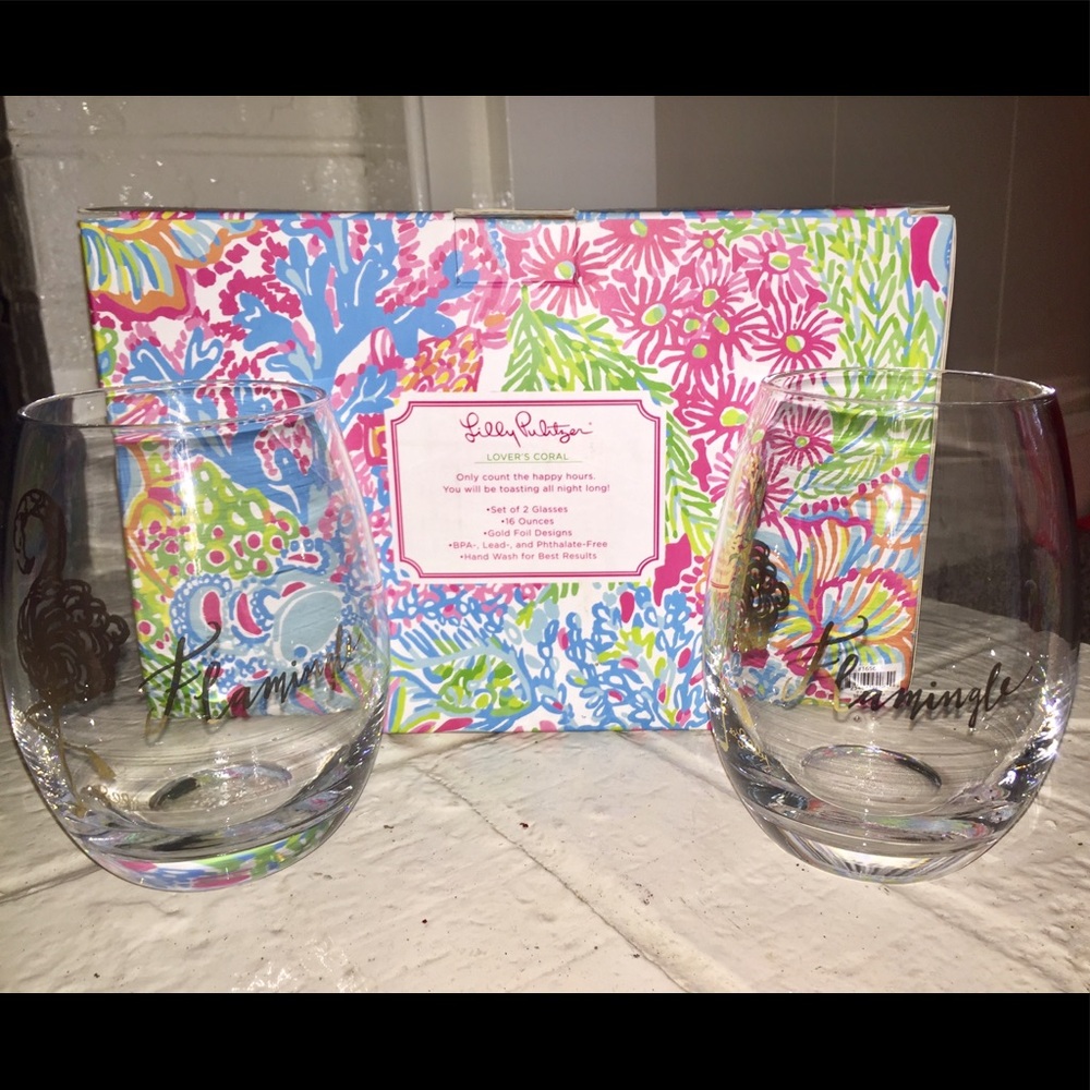 Lilly Pulitzer Stemless Wine Glasses